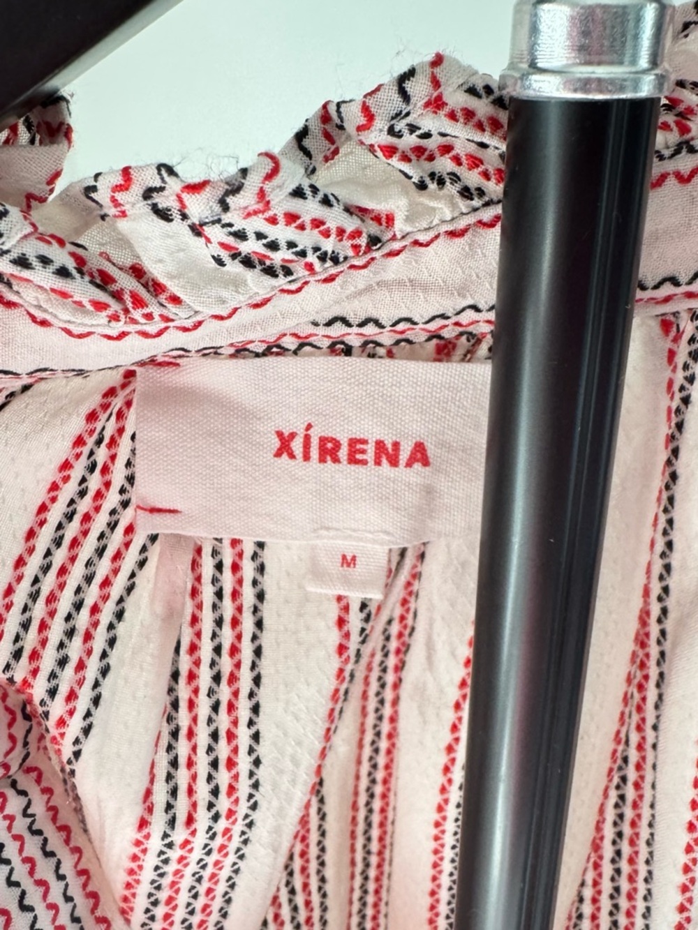 XiRENA Pink & Cream Striped Ruffle-Neck Peasant Blouse - Picture 6 of 9